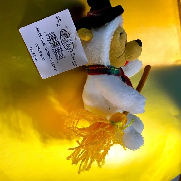 DISNEY STORE EXCLUSIVE VTG 90’s NWT WINNIE THE POOH SNOWMAN BEAN BAG PLUSH - Picture 9 of 10
